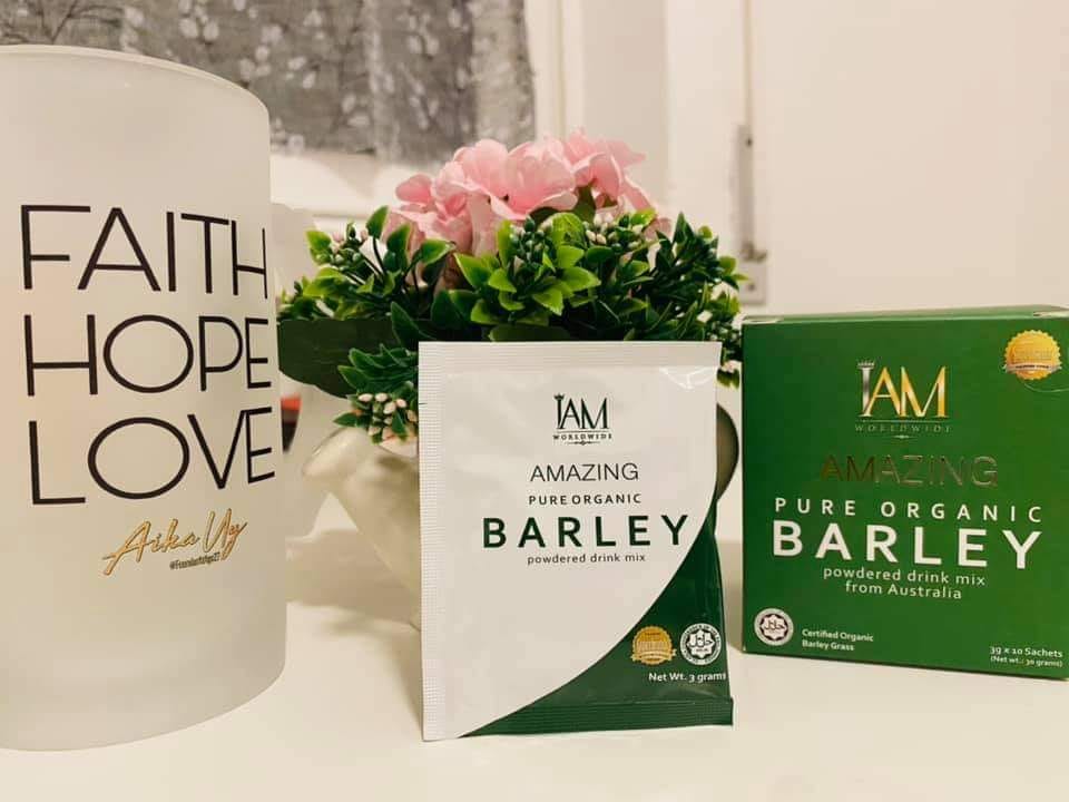 4 Boxes of IAM Worldwide Pure Organic Barley Powdered Drink Mix (3g x 40 Sachets)