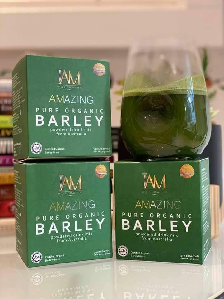 4 Boxes of IAM Worldwide Pure Organic Barley Powdered Drink Mix (3g x 40 Sachets)
