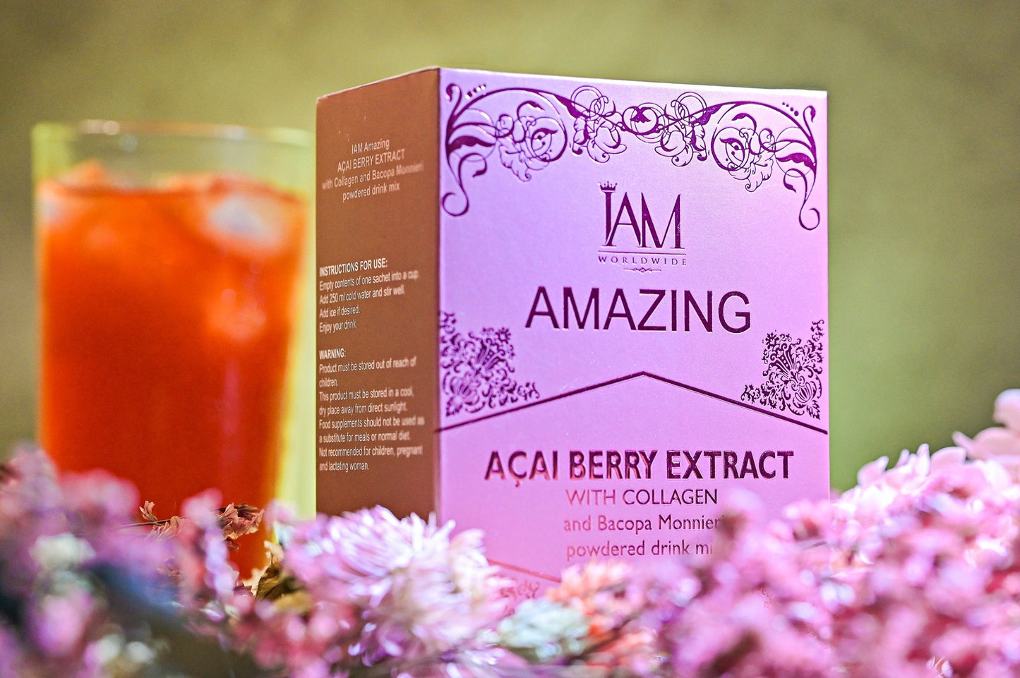 1 Box - IAM Worldwide Açai Berry Extract with Collagen and Bacopa Monnieri - Net Wt 150g x 7 Sachets