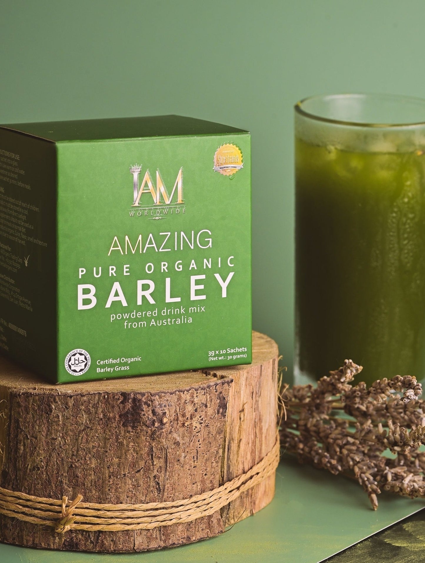 4 Boxes of IAM Worldwide Pure Organic Barley Powdered Drink Mix (3g x 40 Sachets)