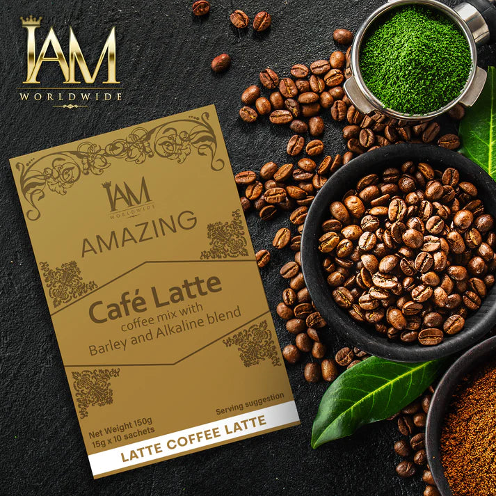 IAM Worldwide Coffee Latte with Barley and Alkaline ( 1 box - 10 sachets)