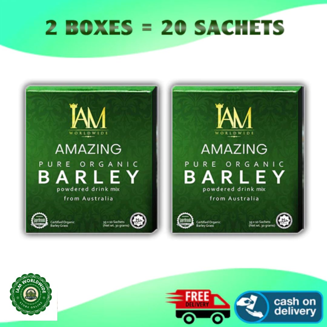 2 Boxes - IAM Worldwide Pure Organic Barley Powder Drink Mix (3g x 20 Sachets)