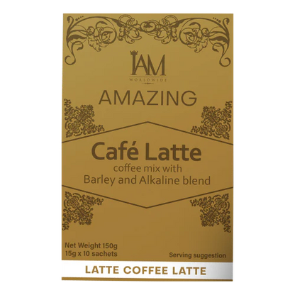 IAM Worldwide Coffee Latte with Barley and Alkaline  ( 1 box - 10 sachets)